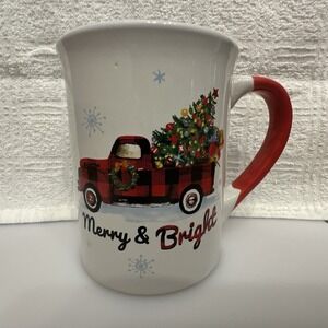 DAT'L DO IT Ceramic Merry & Bright 4.5x3.75" Coffee Mug Camper Holiday Christmas